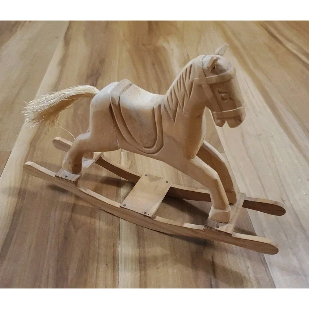 Vintage Handmade Wood Table Rocking Horse 10